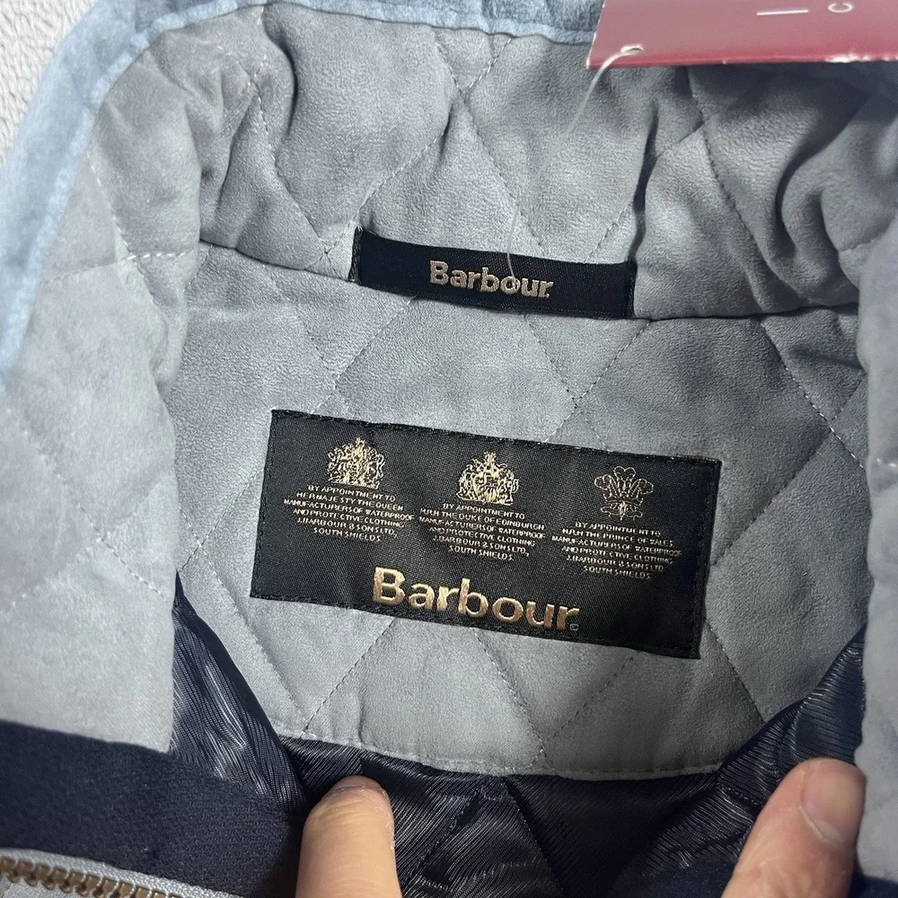 Barbour Malvern Saddlery LTD Quilted Jacket Womens Size 6 Light Blue NWT - Picture 2 of 9